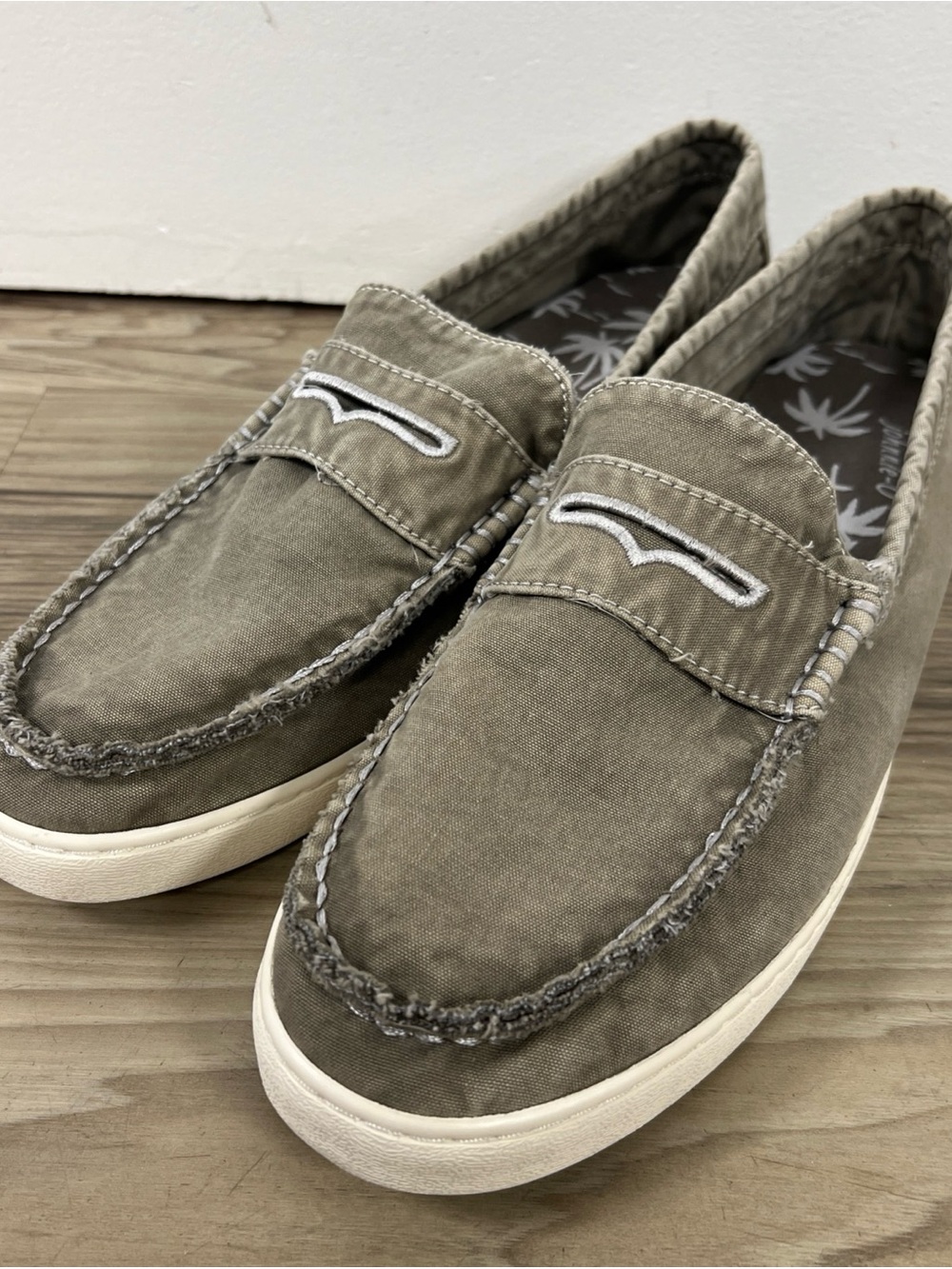 johnnie-O Indigo Penny Loafers Gray Canvas Casual Slip On Shoes Men Sizes NWOB